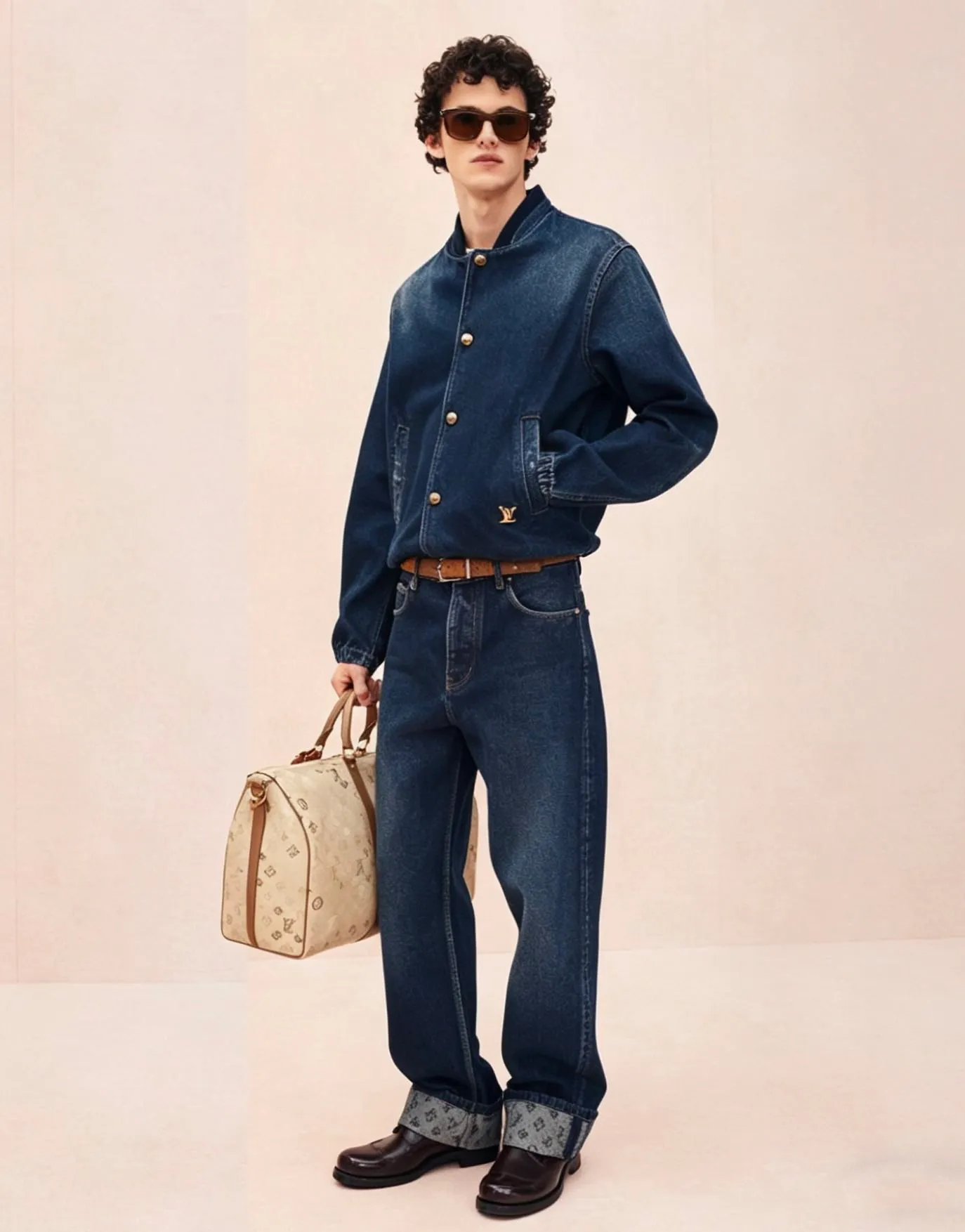 Louis Vuitton/Louis Vuitton MONOGRAM cuffed hem straight jeans